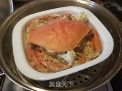 Make Big crabs steam rice step 16