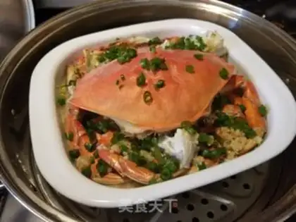 Make Big crabs steam rice step 17