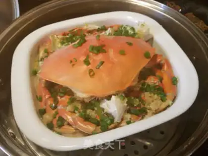 Make Big crabs steam rice step 18