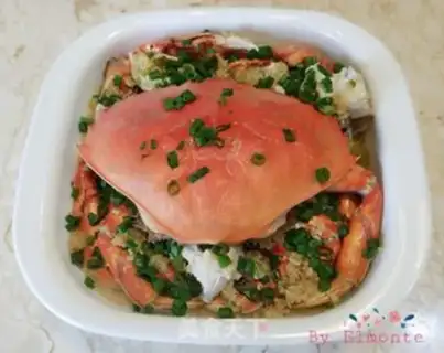 Make Big crabs steam rice step 19