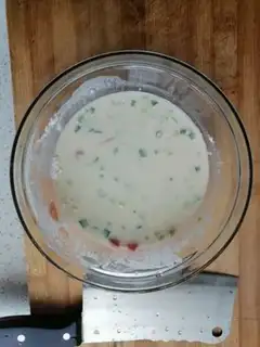 Make Ham sausage egg pancakes step 1