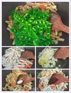 Make Porphylls, carrots, sweet beans step 3