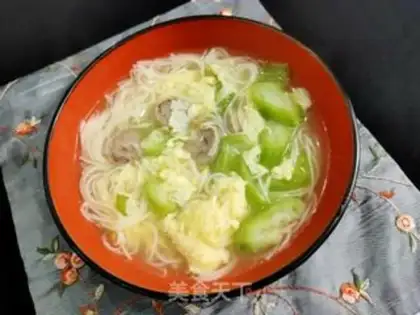 Make Hand-to-hand meatball silk melon soup step 12