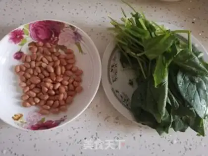 Make Chan Jelly spinach peanut rice step 0