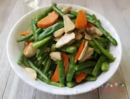 Make Prince mushrooms, four season beans step 11