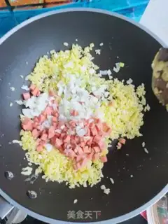 Make Ham sausage egg fried rice step 6