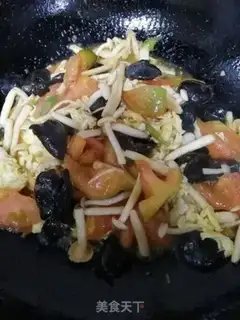 Make Tomato eggs with white mushrooms step 6