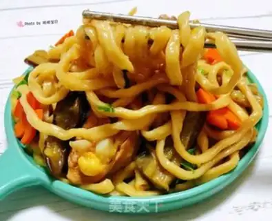 Make Chicken leg eggplant noodles step 13