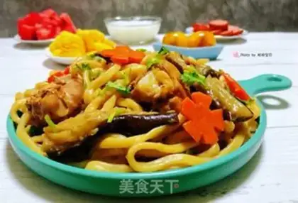 Make Chicken leg eggplant noodles step 15