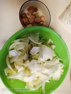 Make Hot dog and cabbage step 1