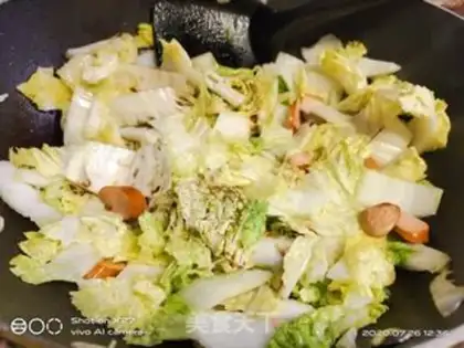 Make Hot dog and cabbage step 4