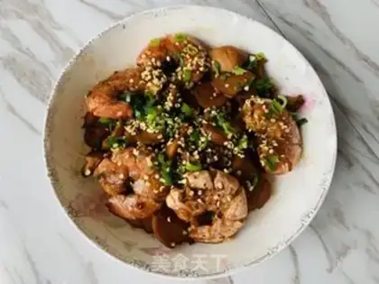 Make Pyramid mushrooms burning shrimp step 4