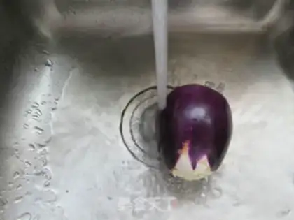 Make Duck egg and eggplant step 2