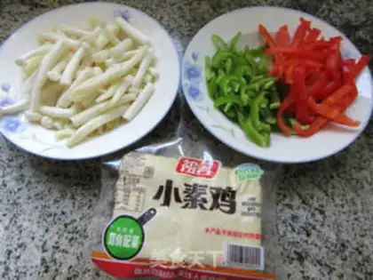 Make Seafood mushrooms with peppers and sour chickens step 0