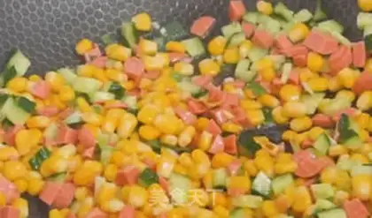 Make Corn ham and cucumber step 3