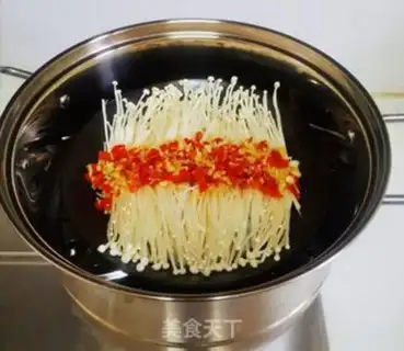 Make Garlic fans steamed golden needle mushrooms step 9