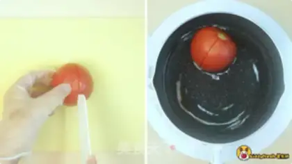 Make Tomato juice salmon rice step 2