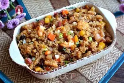 Make Snack shrimp and mushroom rice step 11