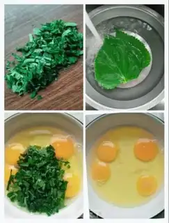 Make Fried eggs of Suzi leaves step 1