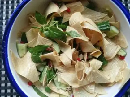 Make A mustard cucumber with tofu skin step 6