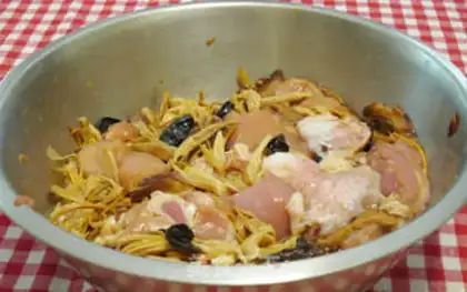 Make Gold needles, steamed chickens step 3