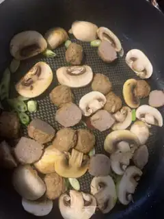 Make Meatballs, mushroom noodles step 0