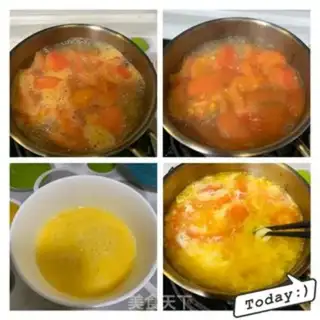 Make Shrimp tomato egg soup step 1