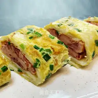 Make Ham pork egg burrito step 8