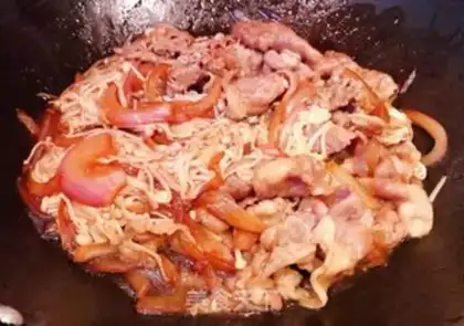 Make Onion fat, oxen, gin and mushroom rice step 9
