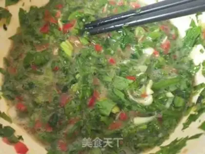Make Celery leaves, meat and eggs step 3