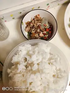 Make Shrimp chicken fried rice step 1