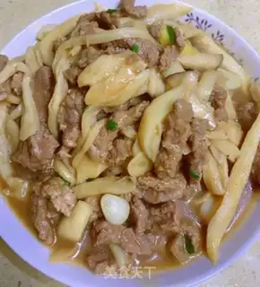 Make Apricot mushroom fried ridge step 6