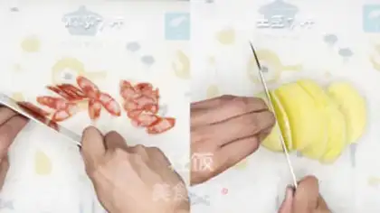 Make Pepper potato fried sausage step 1