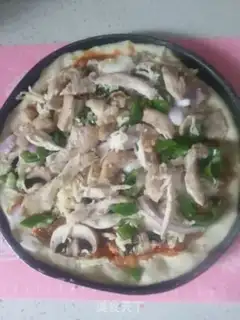 Make Chicken garden mushroom pizza step 16