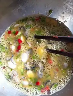 Make Oyster fried eggs step 8