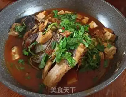 Make Bean petal fried fish tofu step 9
