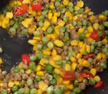 Make Corn pea fried meat step 5