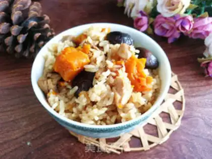 Make Chicken-legged mushroom pumpkin rice step 10
