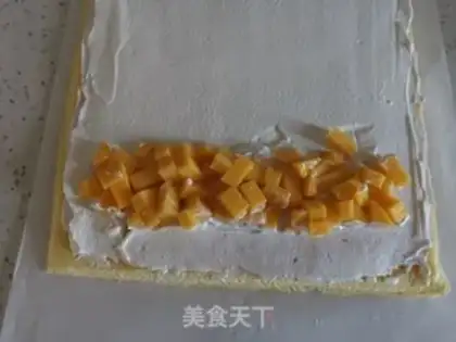 Make Mango cream roll step 17
