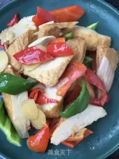 Make Cream pepper fried fish tofu step 9