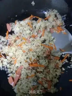 Make Ham sausages, carrots, olive rice step 7