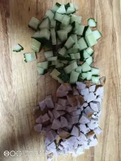 Make Hot dog cucumber fried rice step 1