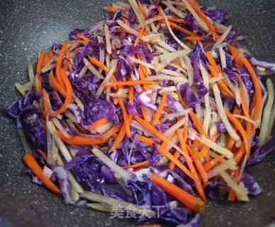 Make Carrot, purple, blue, fried potatoes step 4
