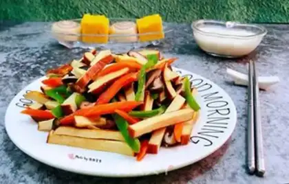 Make Pepper carrots, mushrooms, beans dry step 13