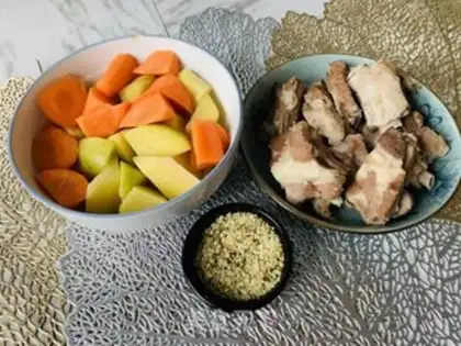 Make Pyramid ribs burn carrot potatoes step 0