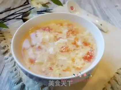 Make Tomato, sea mushroom, eggflower soup step 6