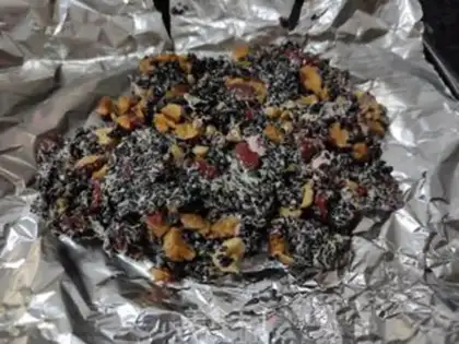 Make Black sesame date walnut cake step 8