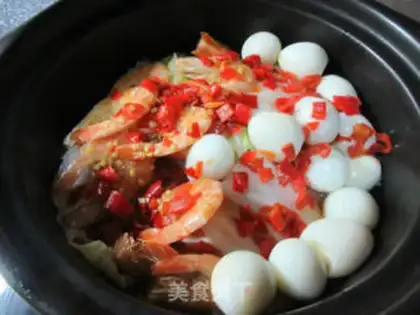 Make Shrimp-dried quail egg chords step 9