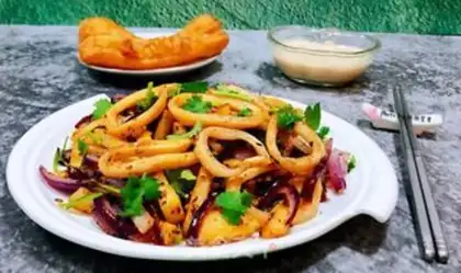 Make Spicy potato squid step 12
