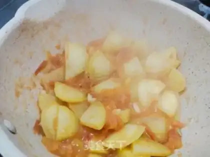 Make Home-cooked potatoes burn Japanese tofu step 6